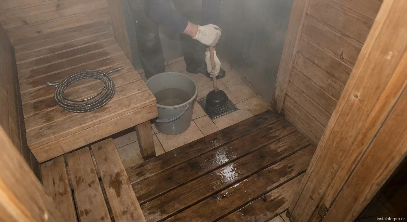 Kontrola odpadu ve sauně při ucpání