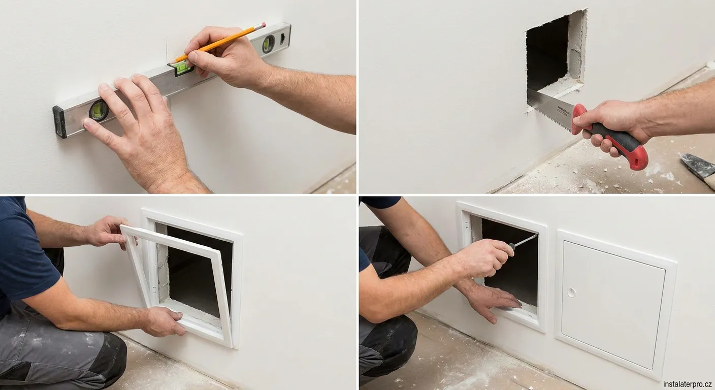 instalace revizní klapky při montáži odpadního potrubí
