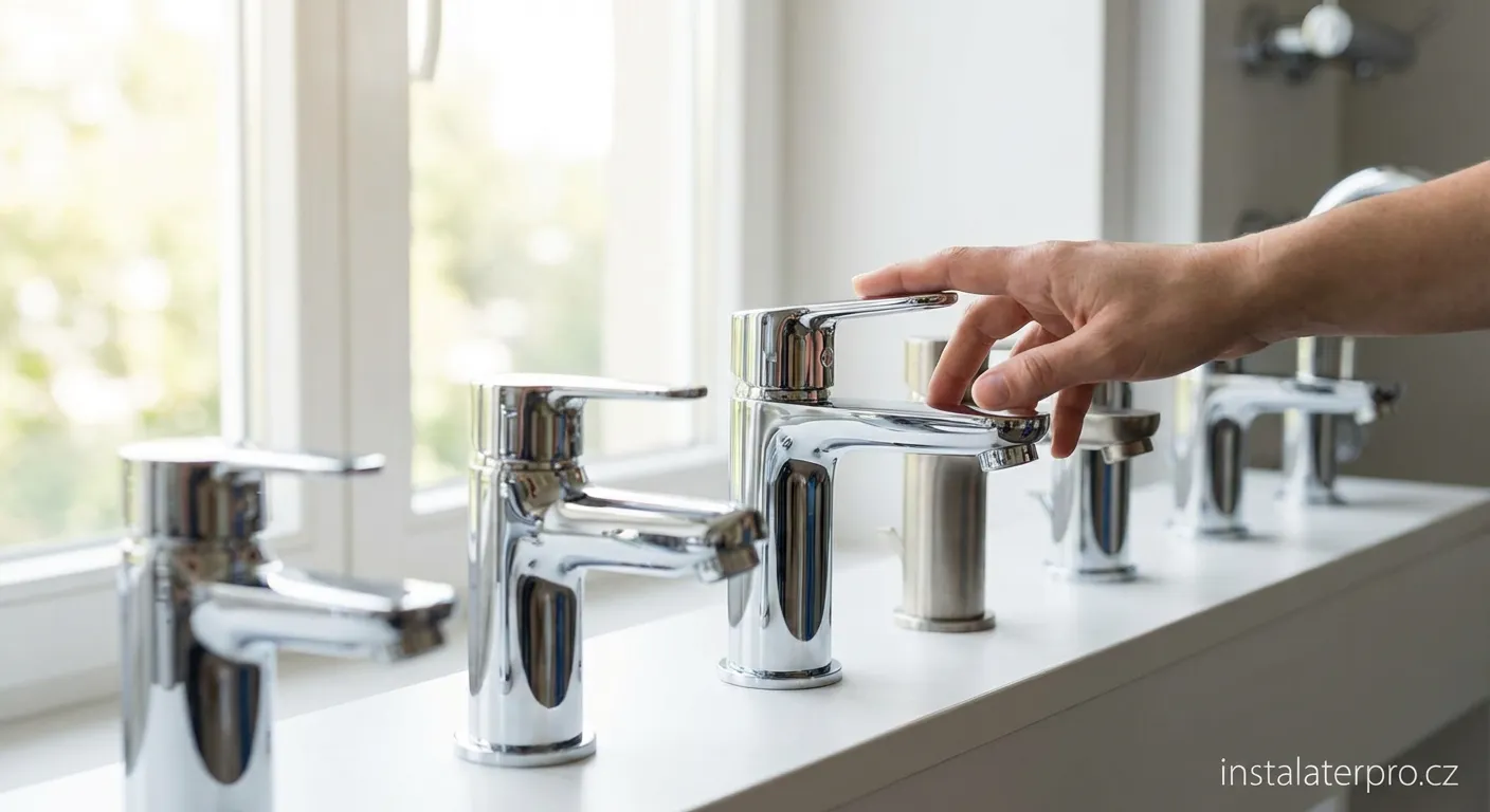 Moderní lesklá chromová umyvadlová baterie s tekoucí vodou