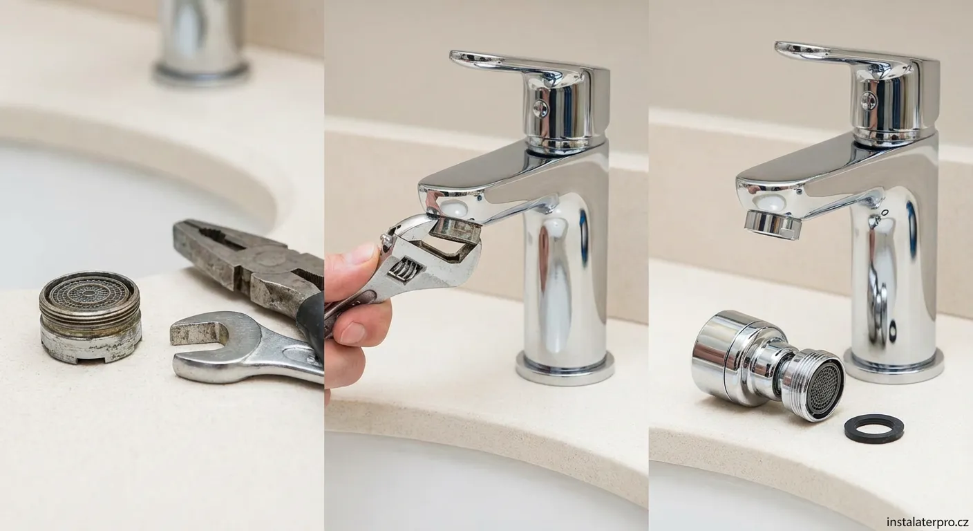 Montáž nového výkyvného perlátoru na vodovodní baterii v kuchyni
