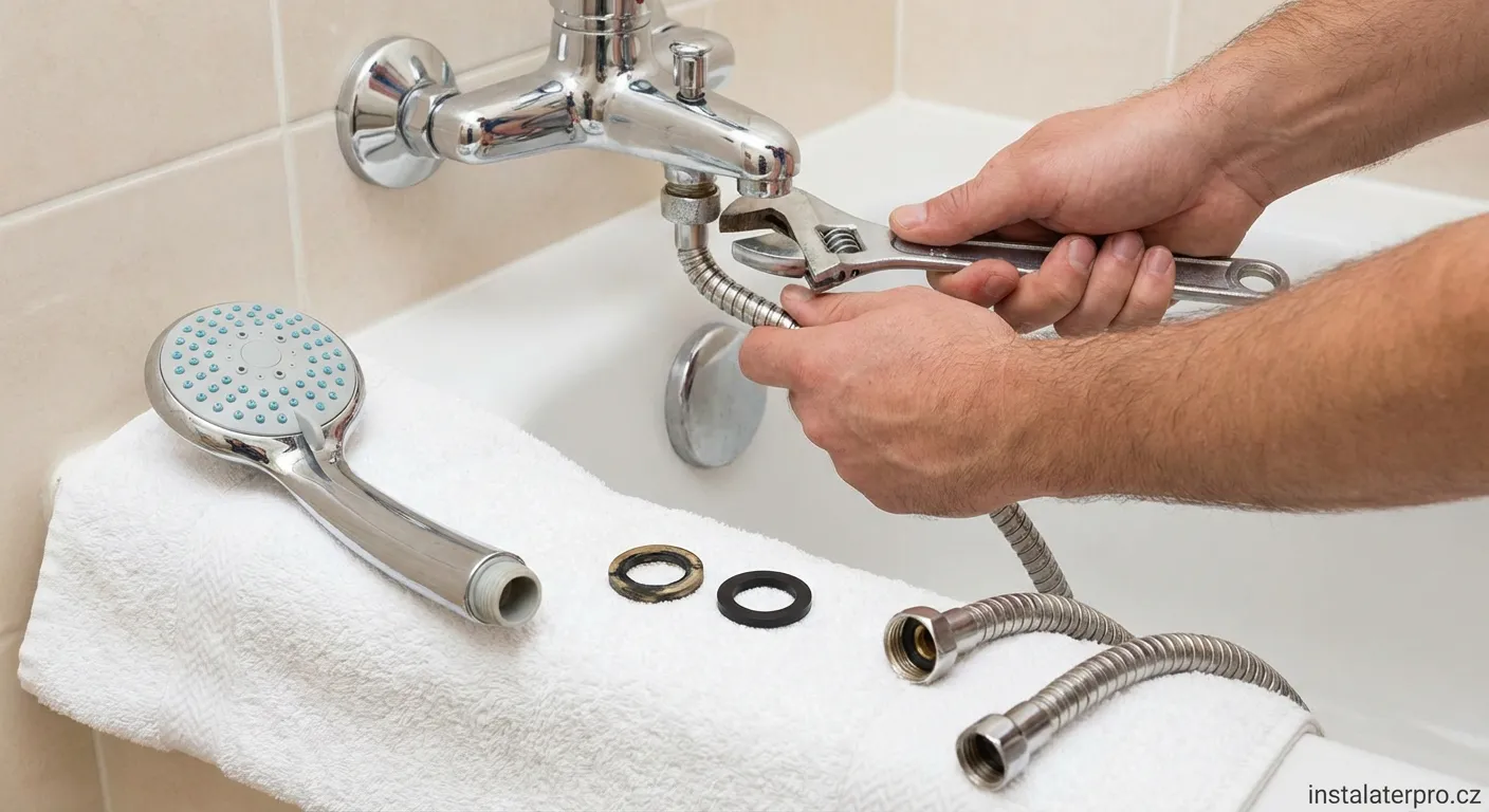 Výměna těsnění ve sprchové hadici pomocí kleští